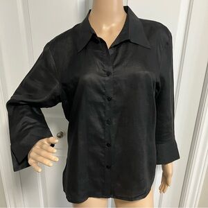 Laura | Black Button-Up sheer Top